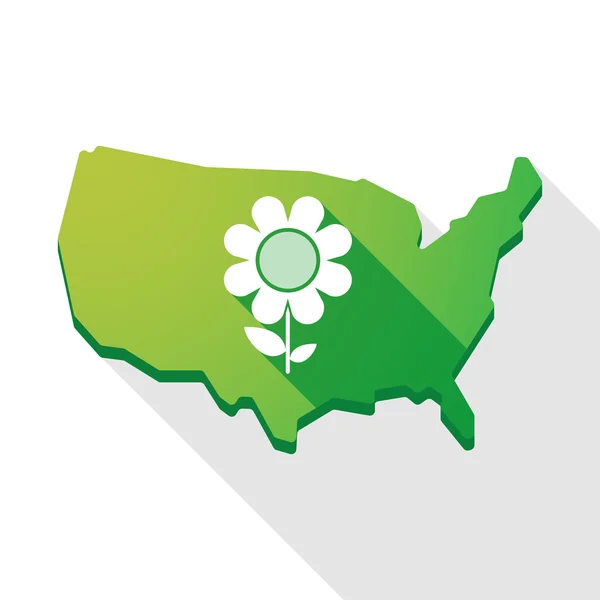 USA Kaartpictogram met een bloem — Stockvector