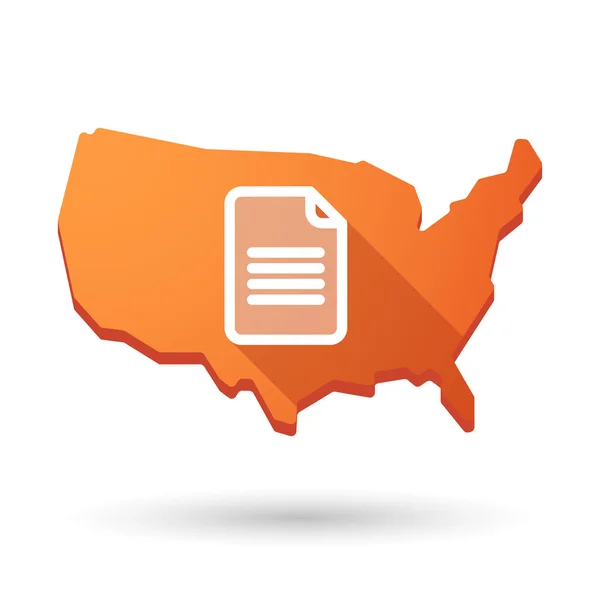 Usa map icon mit einem Dokument — Stockvektor