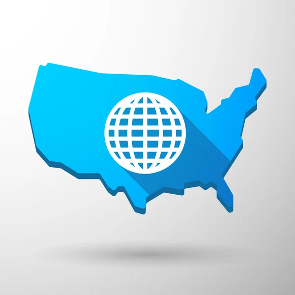 Usa map icon mit einer Weltkugel — Stockvektor