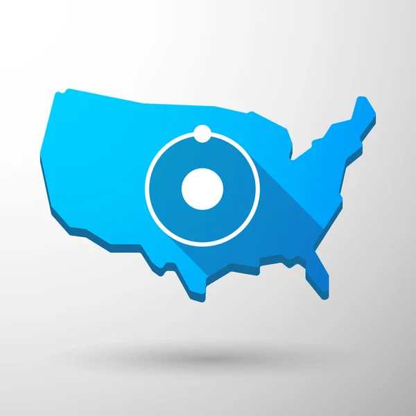 EE.UU. mapa icono con un átomo — Archivo Imágenes Vectoriales