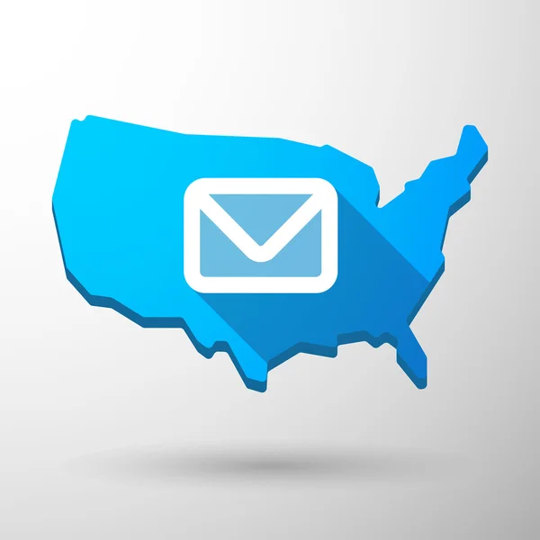 USA mapę ikona ze znakiem e-mail — Wektor stockowy
