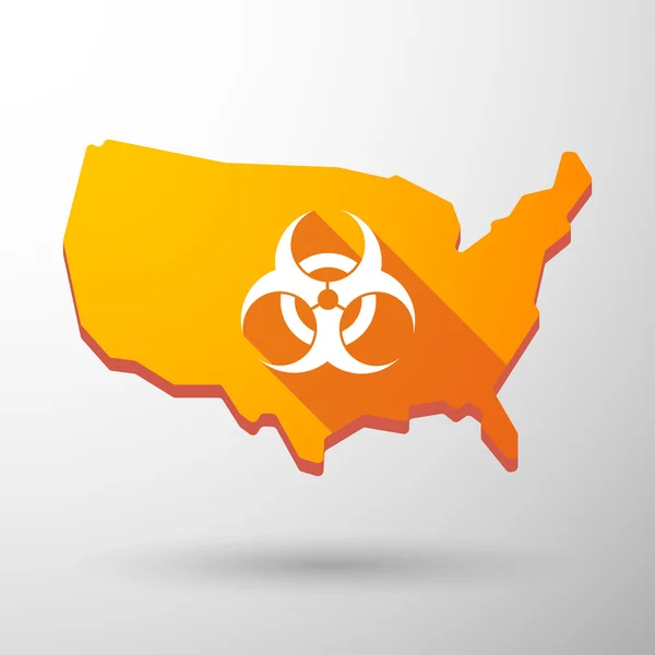 США карта значок зі знаком біологічна небезпека — стоковий вектор