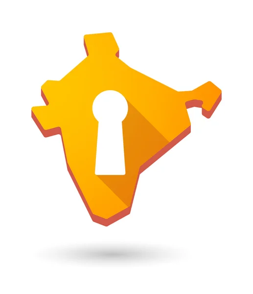 Icono de mapa de India con un agujero de llave — Vector de stock