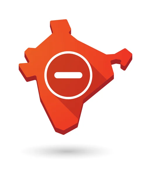 Ícone de mapa da Índia com um sinal de subtração — Vetor de Stock