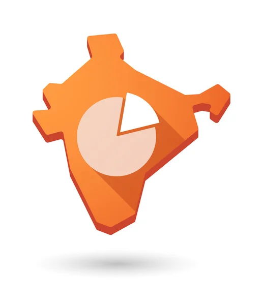 Mappa India icona con un grafico a torta — Vettoriale Stock