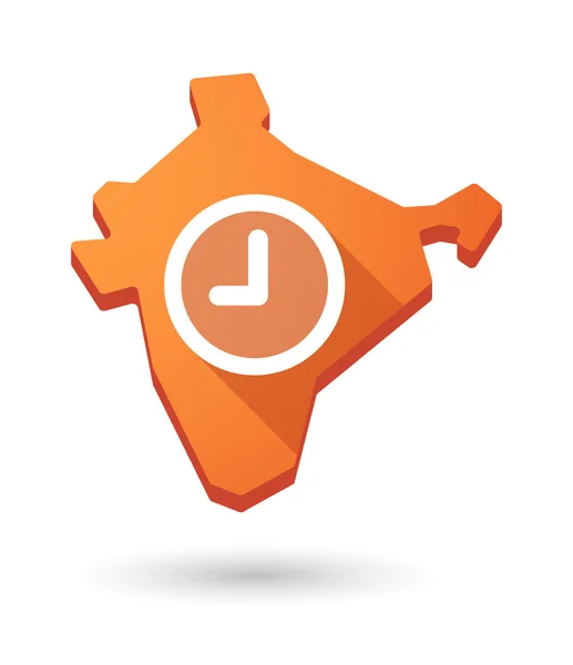 Inde icône de carte avec une horloge — Image vectorielle