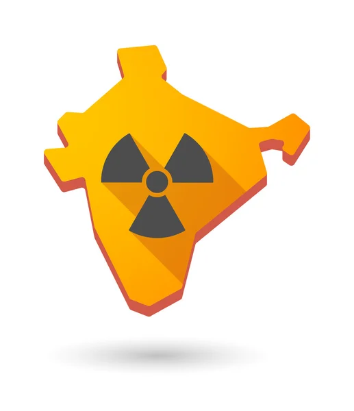 India map icon with a radioactive danger sign — Stock Vector