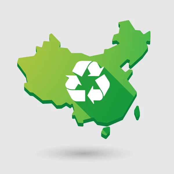 Chine icône de carte avec une icône de recyclage — Image vectorielle