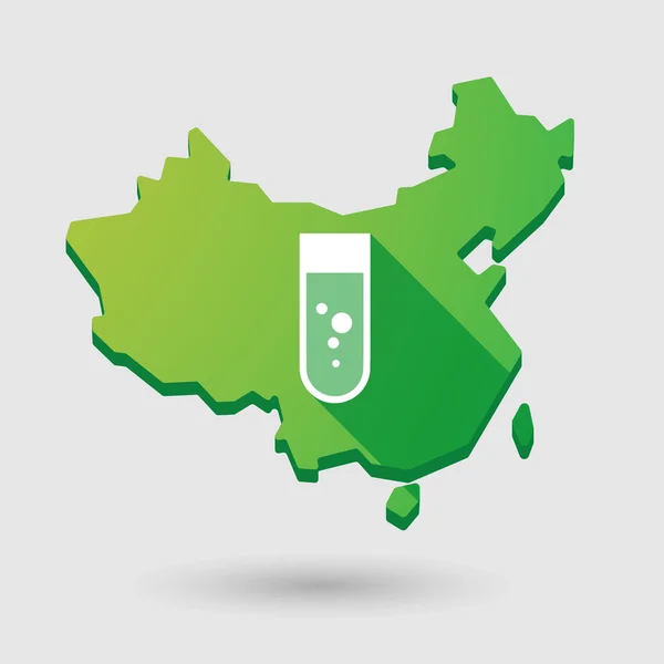 China map icon with a chemical test tube — Stock Vector