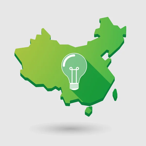 China map icon with a light bulb — Stock Vector