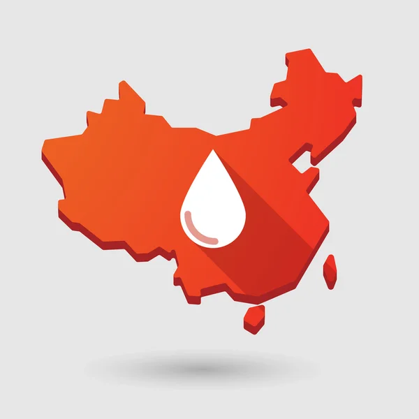 China map icon with a blood drop — Stock Vector