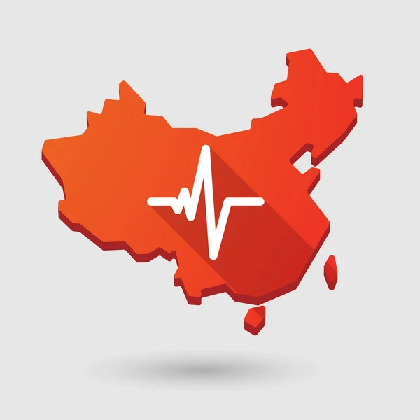 China mapa icono con un signo de latido del corazón — Vector de stock