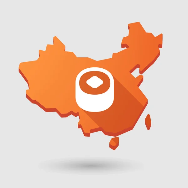 Icono de mapa de China con un sushi — Vector de stock