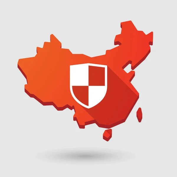 Icono de mapa de China con un escudo — Vector de stock