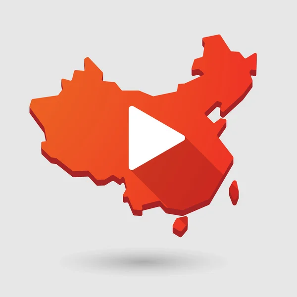 China map icon with a play sign — Stock Vector