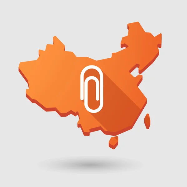 China map icon with a clip — Stock Vector