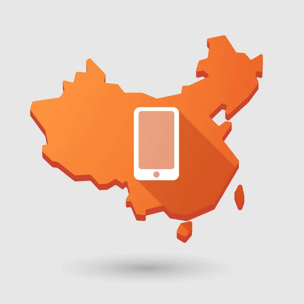 China map icon with a phone — Stock Vector