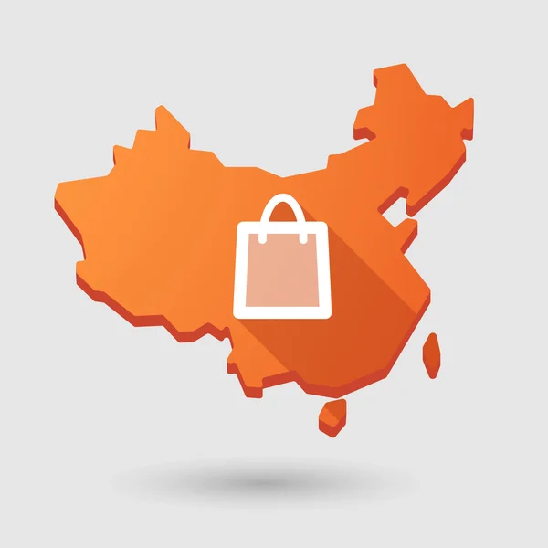 China mapa icono con una bolsa de compras — Vector de stock