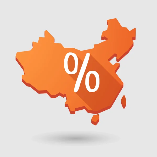 Chine icône de carte avec un signe de réduction — Image vectorielle