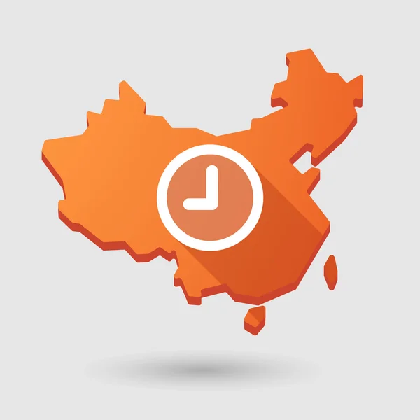 Chine icône de carte avec une horloge — Image vectorielle