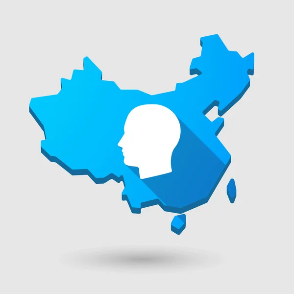Chine icône de carte avec une tête — Image vectorielle