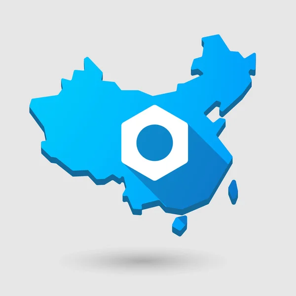 Icono de mapa de China con una nuez — Vector de stock