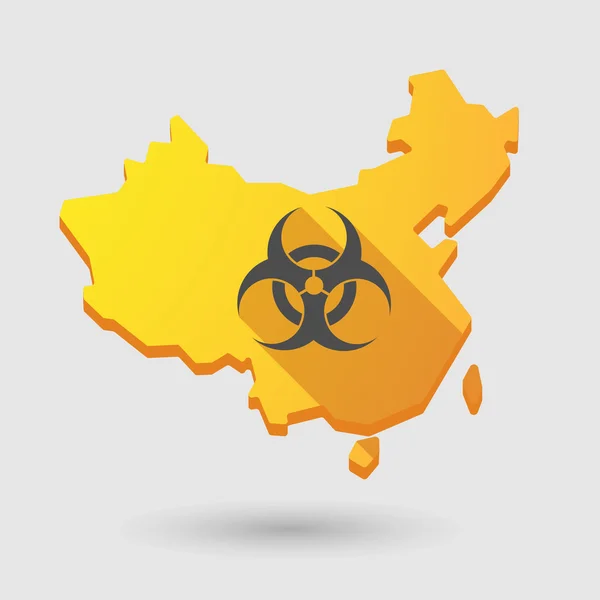 China map icon with a biohazard sign — Stock Vector