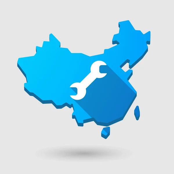 China mapa icono con una llave inglesa — Vector de stock