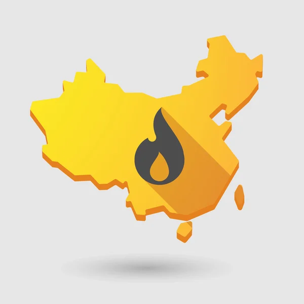 Chine icône de carte avec une flamme — Image vectorielle