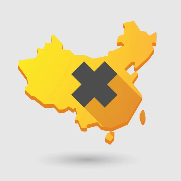Icono del mapa de China con un signo de sustancia irritante — Vector de stock