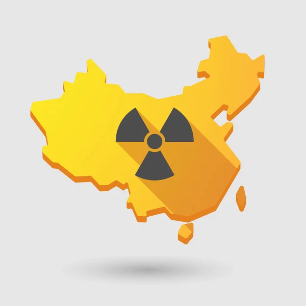 Icono de mapa de China con un signo de radioactividad — Archivo Imágenes Vectoriales