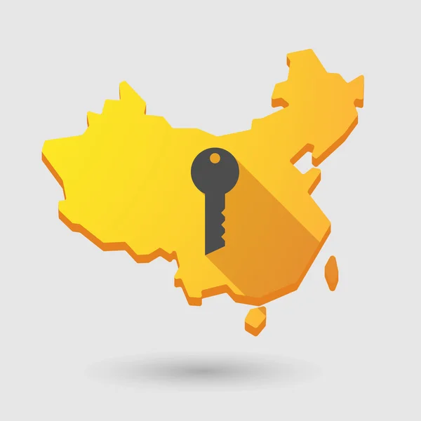 Mappa della Cina icona con una chiave — Vettoriale Stock