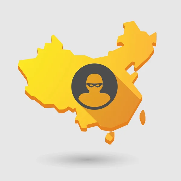 China map icon with a thief — Stock Vector