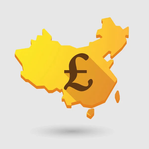 Kina karta ikon med en valuta — Stock vektor
