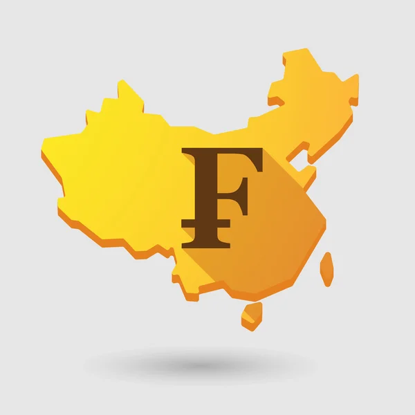 China map icon with a currency sign — Stock Vector