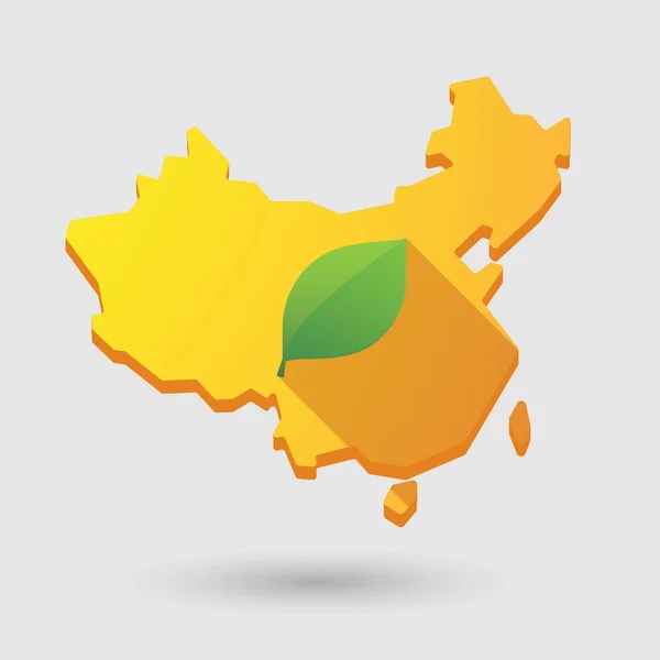 China map icon with a leaf — Stock Vector