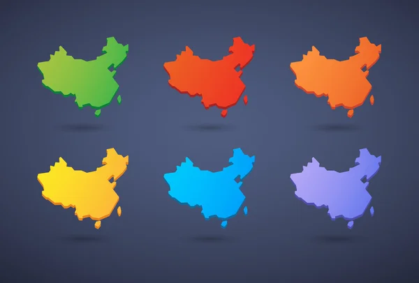 Chine icône de carte ensemble — Image vectorielle