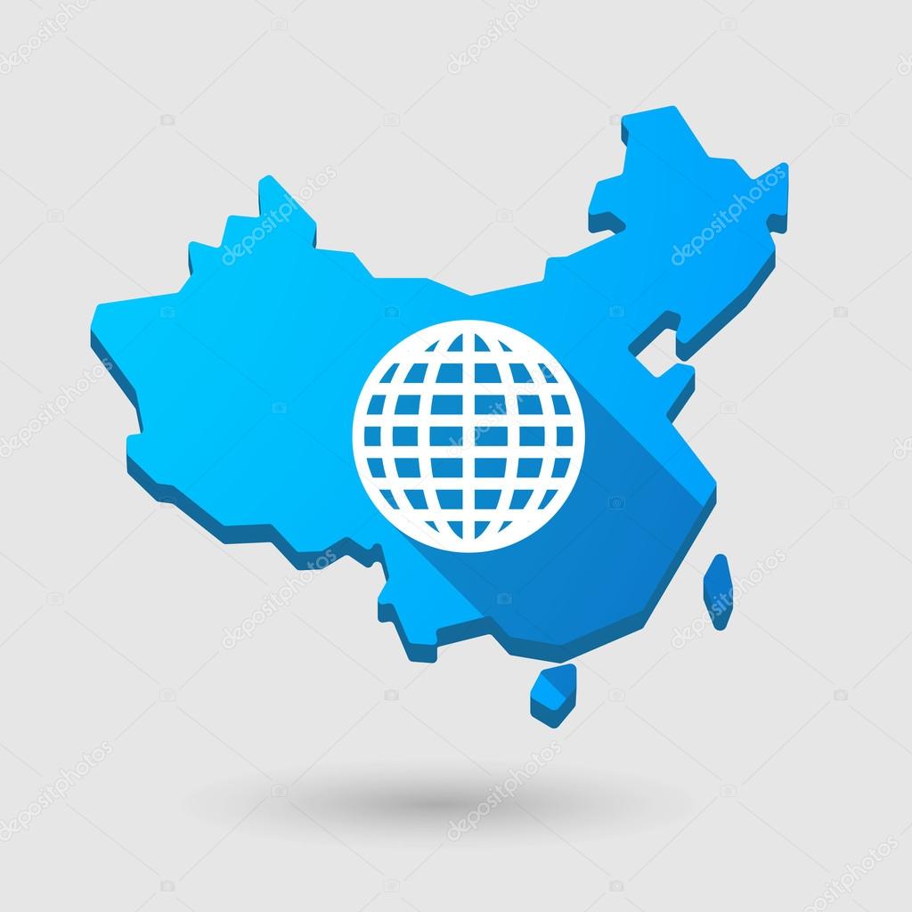 China map icon with a world globe