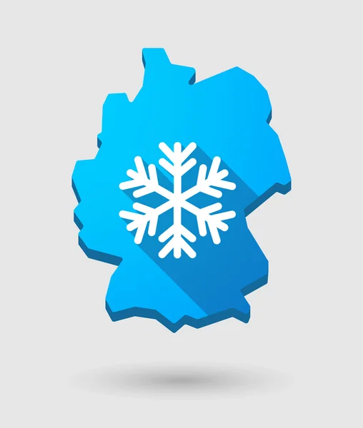 Germany map icon with a snow flake — Stock Vector