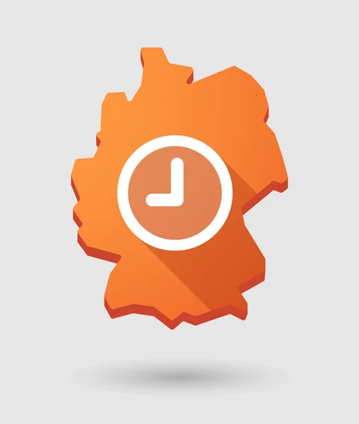 Alemanha mapa ícone com um relógio — Vetor de Stock