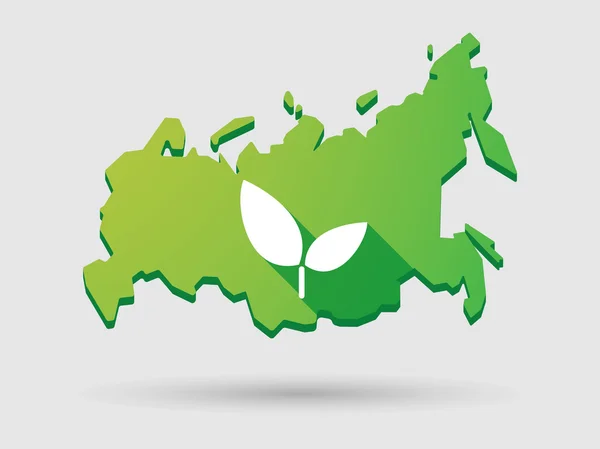 Russia map icon with a plant — Stock Vector