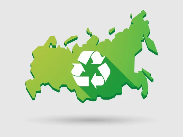 Russie icône de carte avec un panneau de recyclage — Image vectorielle