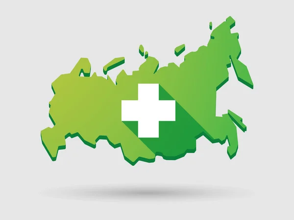 Rusia mapa icono con un signo de farmacia — Vector de stock