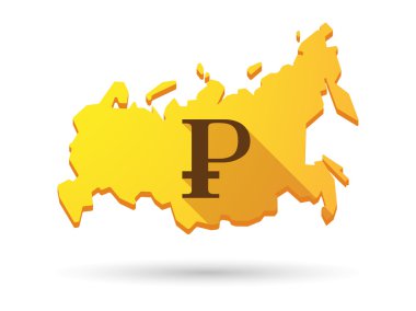 Uzun gölge Rusya harita simgesini para birimi işaretiyle