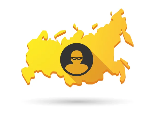Dlouhý stín Rusko mapa ikona s zloděje — Stockový vektor