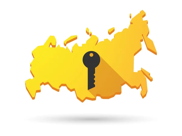 Ícone de mapa de sombra longa Rússia com uma chave —  Vetores de Stock