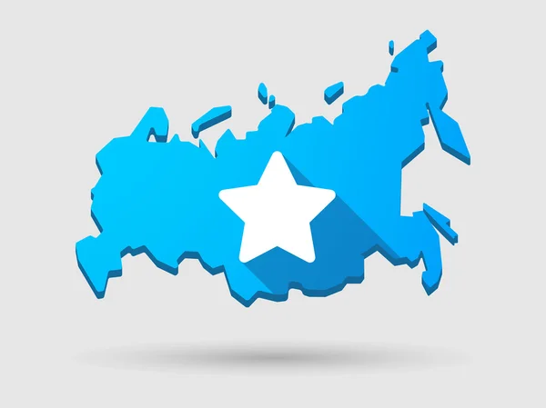 Lunga ombra Russia icona mappa con una stella — Vettoriale Stock
