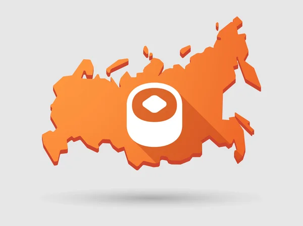 Sombra larga Rusia mapa icono con un sushi — Archivo Imágenes Vectoriales