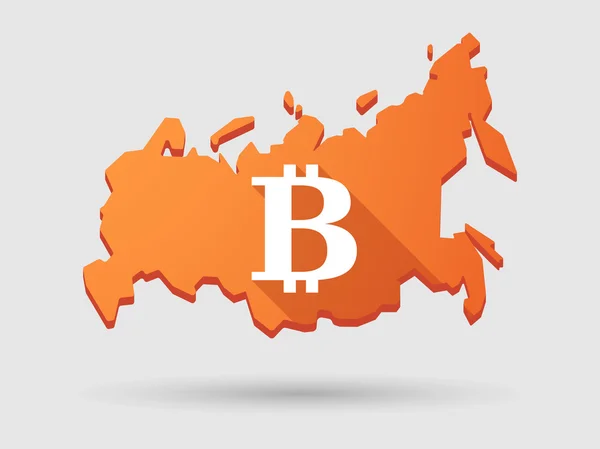 Długi cień Rosji mapę ikona ze znakiem waluty — Wektor stockowy
