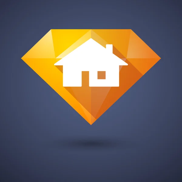 Icono de diamante con una casa — Vector de stock